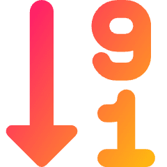 Descending Number Order Icon from Core Gradient Set