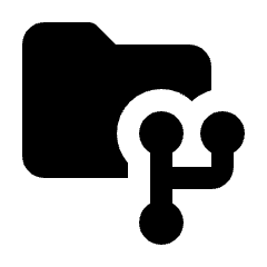 Rounded solid icon of a folder with a keyhole-like data symbol. Used for data storage, folders, and file security.