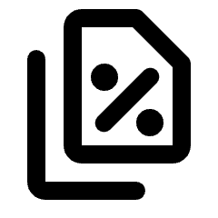 Rounded line icon of a document with a percent sign and offset corner. Used for heap snapshots and memory tools.