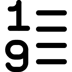 List 1 To 9 Icon from Core Line Set