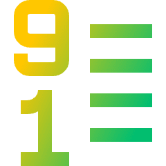 List 9 To 1 Icon from Sharp Gradient Set