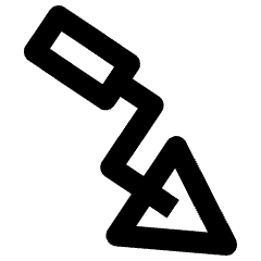 Clean line icon of a spatula with a long angled handle and broad triangular blade. Used for cooking tools and kitchen apps.