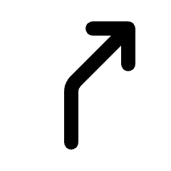 Turn Slight Right Icon from Rounded Line - Streamline Material Set