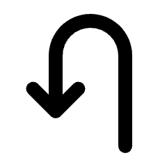 U Turn Left Icon from Rounded Line - Streamline Material Set