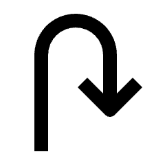 U Turn Right Fill Icon from Outlined Fill - Streamline Material Set
