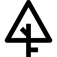 Clean line icon of a triangular tree canopy with trunk and angled branch. Used for trees, landscaping, and nature apps.