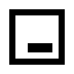 Sharp line icon of square frame with lower-right rectangle. Used for positioning and layout controls.