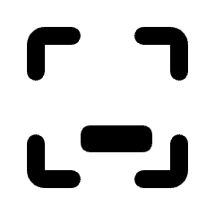 Rounded solid icon of four corner brackets around a horizontal rounded bar. Used for cropping, alignment, and layout controls.