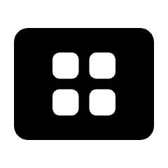 Rounded solid icon of a rounded rectangle with four squares in a two-by-two grid. Used for compact views and grid layouts.