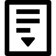 Clean line icon of a rounded rectangle with three bars and a downward triangle. Used for scroll controls and navigation.