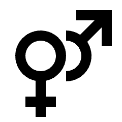 Minimal line icon of female and male symbols. Used for gender, sexuality, and relationship profiles.