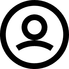 Clean line icon of a person bust inside a circle. Used for profiles, accounts, and user settings.