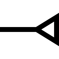 End Point Inverted Triangle Icon from Sharp Line Set