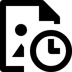 Clean line icon of a file with a folded corner and clock overlay. Used for schedules, deadlines, and timed files.