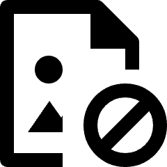 Clean line icon of a file with image symbol and prohibition sign. Used for restricted image files.