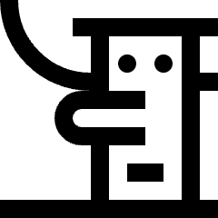 Minimal line icon of a tree boss face with two eyes and open mouth. Used for Kirby games, boss battles, and game menus.