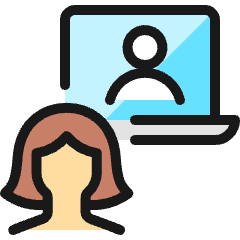 Meeting Team Laptop Woman Icon from Ultimate Colors Set