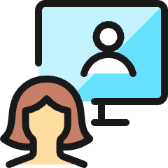 Meeting Team Monitor Woman Icon from Ultimate Colors Set