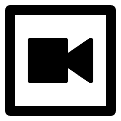 Clean line icon of a video camera inside a rounded square. Used for video calls and conferencing.