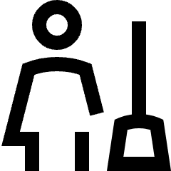 Cleaning Room Woman Icon from Sharp Line Set