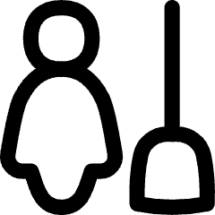 Cleaning Room Woman Icon from Flex Line Set