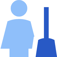 Cleaning Room Woman Icon from Sharp Flat Set