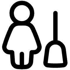 Cleaning Room Woman Icon from Plump Line Set