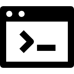 Clean line icon of a terminal window with two dots, a chevron, and underscore. Used for coding tools and developer interfaces.