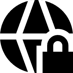 Globe Browser Vpn Lock Icon from Sharp Solid Set