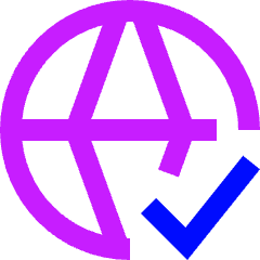 Globe Website Check Icon from Sharp Neon Set