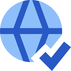 Globe Website Check Icon from Sharp Flat Set