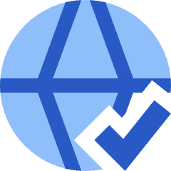 Globe Website Check Icon from Sharp Flat Set