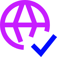 Globe Website Check Icon from Sharp Neon Set