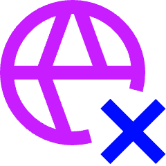 Globe Website Cross Icon from Sharp Neon Set