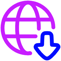 Globe Website Download Icon from Plump Neon Set