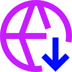 Globe Website Download Icon from Sharp Neon Set