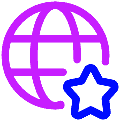 Globe Website Star Icon from Plump Neon Set
