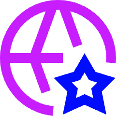 Globe Website Star Icon from Sharp Neon Set