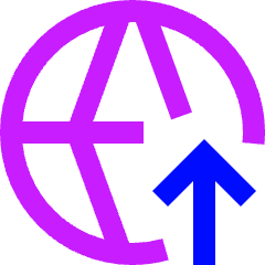 Globe Website Upload Icon from Sharp Neon Set