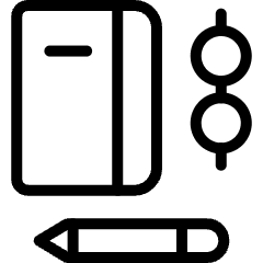 Digital Nomad Gear Notebook Pencil Glasses Icon from Ultimate Light Set