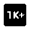 1k Plus Fill Icon from Rounded Fill - Material Symbols Set