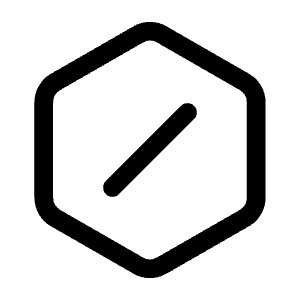 Slash Hexagon Icon from Mynaui Line Set