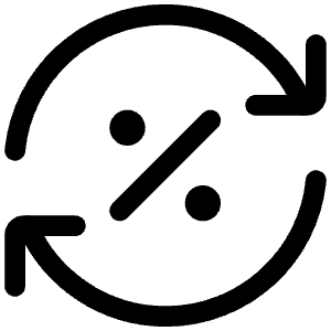 Percent Rotate Out Icon from Iconoir Regular Set