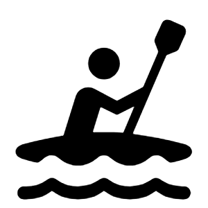 Kayaking Fill Icon from Rounded Fill - Material Symbols Set