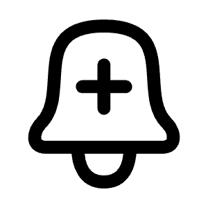 Bell Plus Icon from Mynaui Line Set