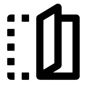 Clean line icon of a foldable device with an inner panel and small square marks. Used for foldable phones and settings.