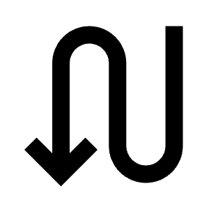 Arrow Curvy Down Left Fill Icon from Sharp Fill - Streamline Material Free Set