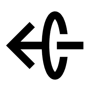 Arrow Through Elipse Left Fill Icon from Sharp Fill - Streamline Material Free Set