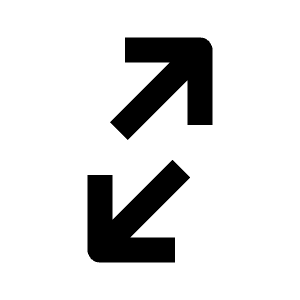 Sharp solid icon of two opposing diagonal arrows. Used for transfers, exchanges, and bidirectional movement.