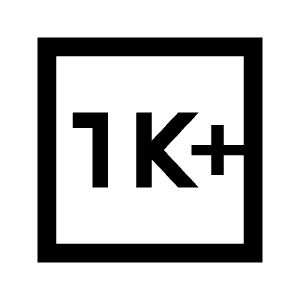 1k Plus Icon from Sharp Line - Material Symbols Set